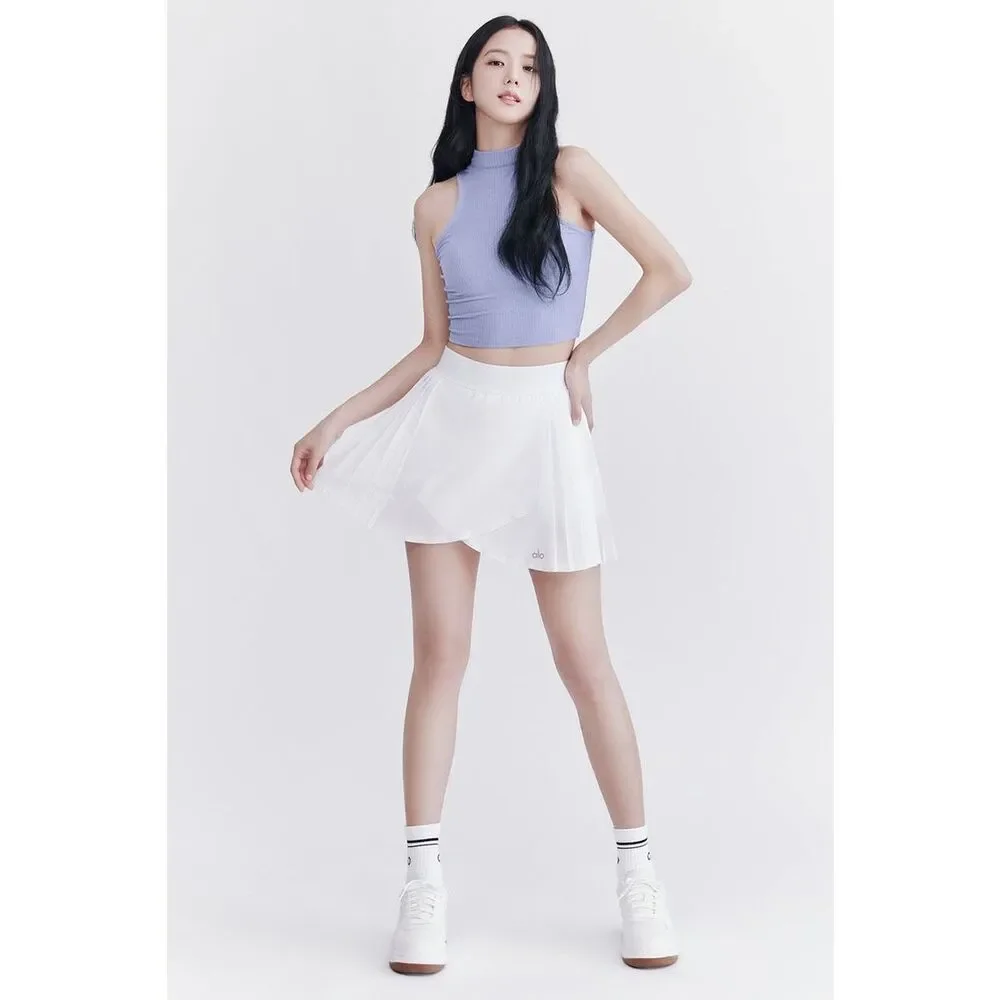 ALO Yoga White Pleated Athletic Skort